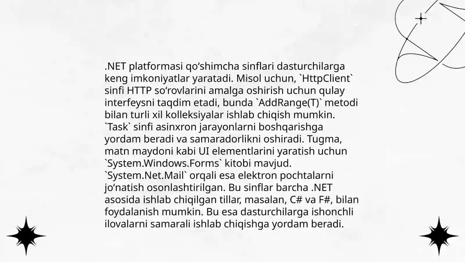 Qoʻshimcha.NET sinflari va tuzilmalari 4