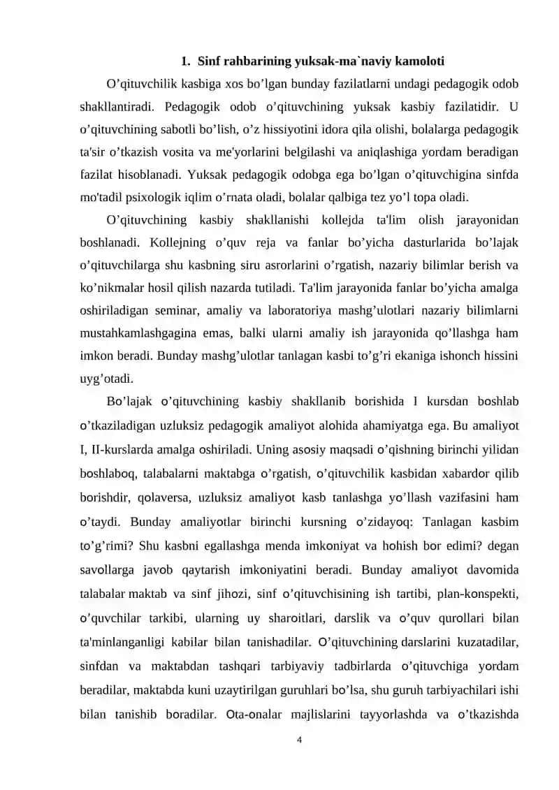Sinf RАHBАRINING YUKSАK-MА`NАVIY KАMOLOTI, G`OYАVIYLIGI VА PEDАGOGIK QАRАSHLАRI 4