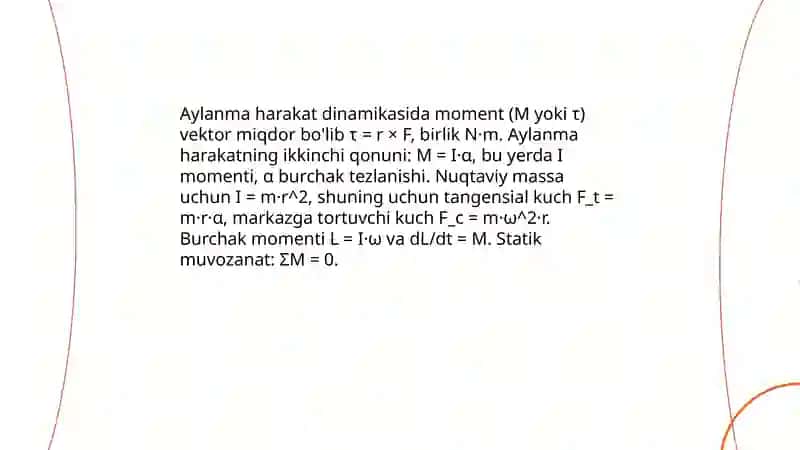 Aylanma harakat dinamikasi 4