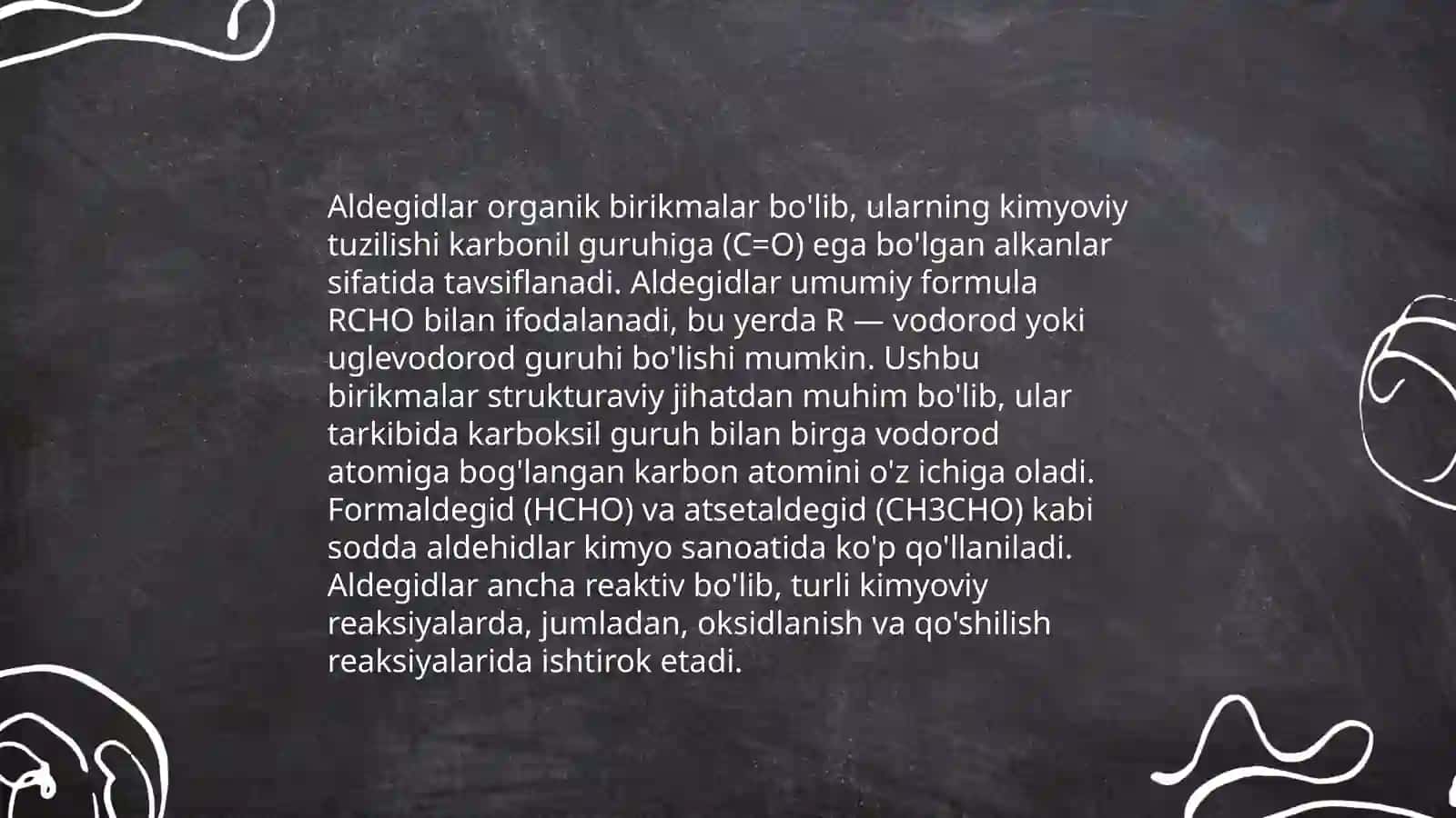 Aldegidlar olinishi va xossalari 4