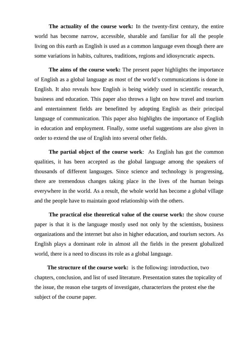 COURSE WORK: THE ROLE OF ENGLISH LANGUAGE AROUND THE WORLD 4
