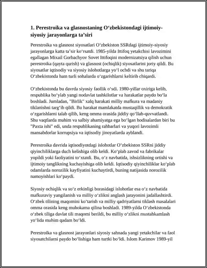 MUSTAQILLIKKA ERISHISH ARAFASIDA OZBEKISTONDAGI IJTIMOIY-SIYOSIY JARAYONLAR 4