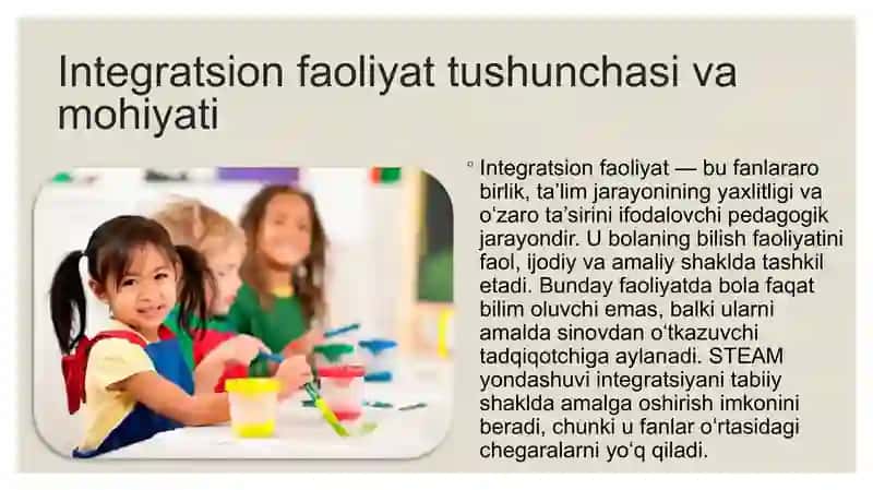 STEAM TEXNOLOGIYASIDA INTEGRATSION FAOLIYATNI TASHKIL ETISH. 4
