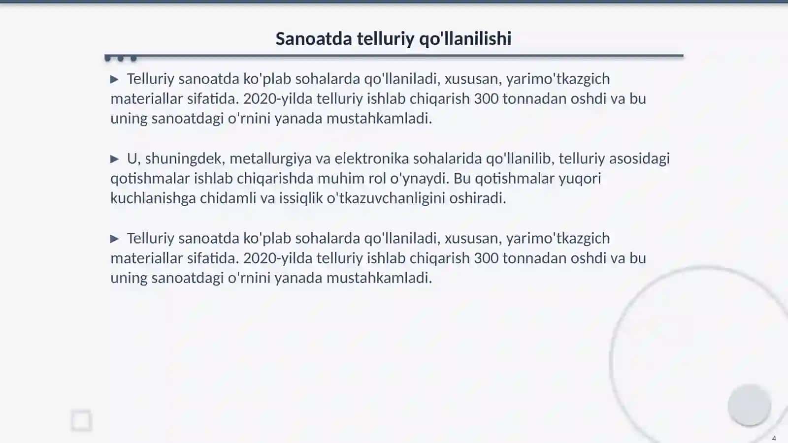 Telluriy. Amaliy ishlarga moʻljallangan qurilmalar 4
