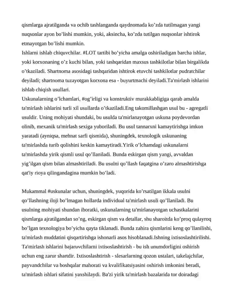 Taʼmirlashni tashkil etish usullari 4