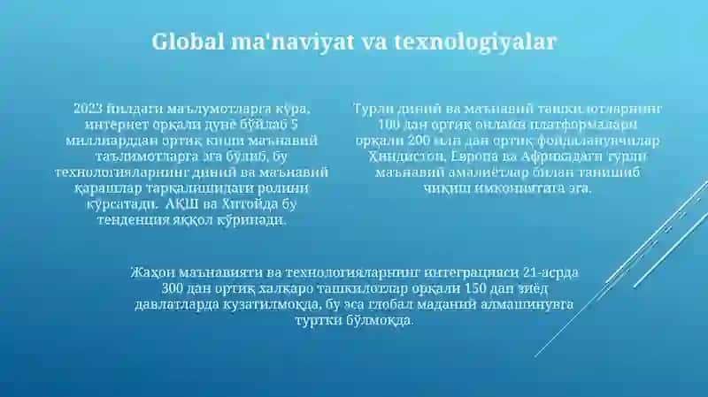 Global ma'naviyat - globallashuvning g'oyaviy asosi 4