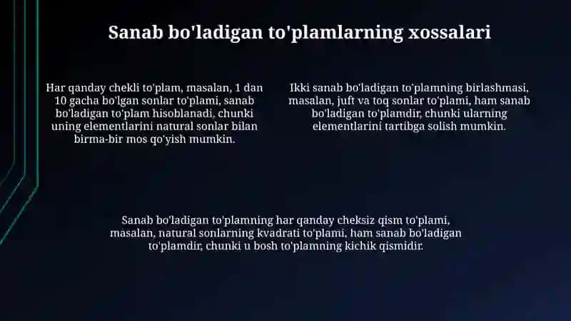 Sanoqli va sanoqsiz toʻplamlar 4