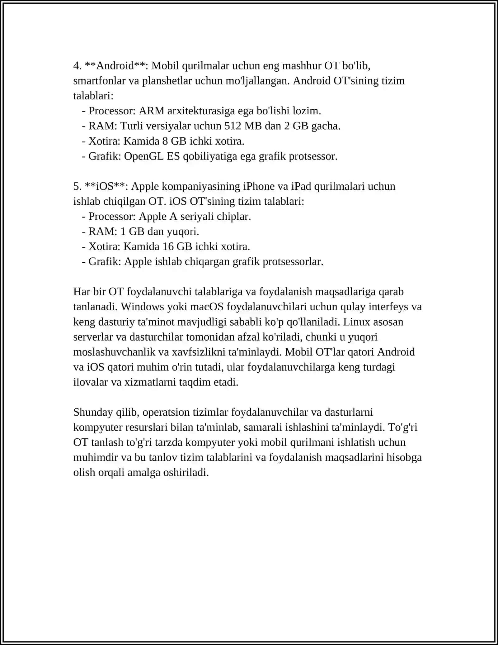OPERATSION TIZIMLARNI O'RNATISH 4