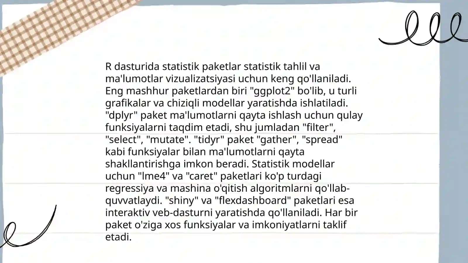 Statistika paketlar bilan ishlash 4