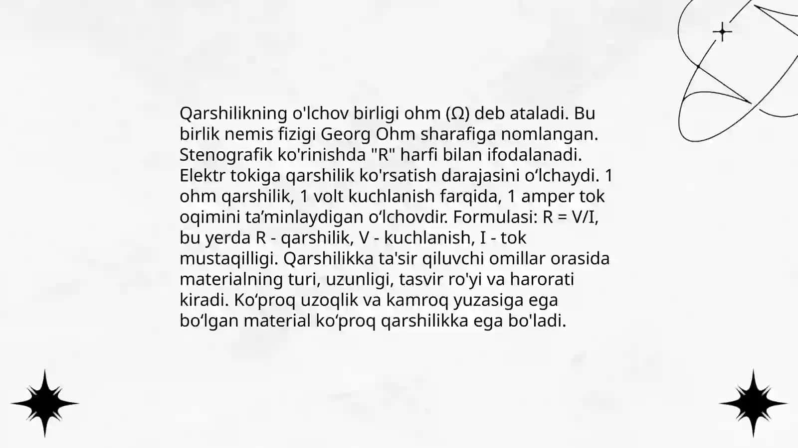 Qarshilik, Qarshilik birligi 4