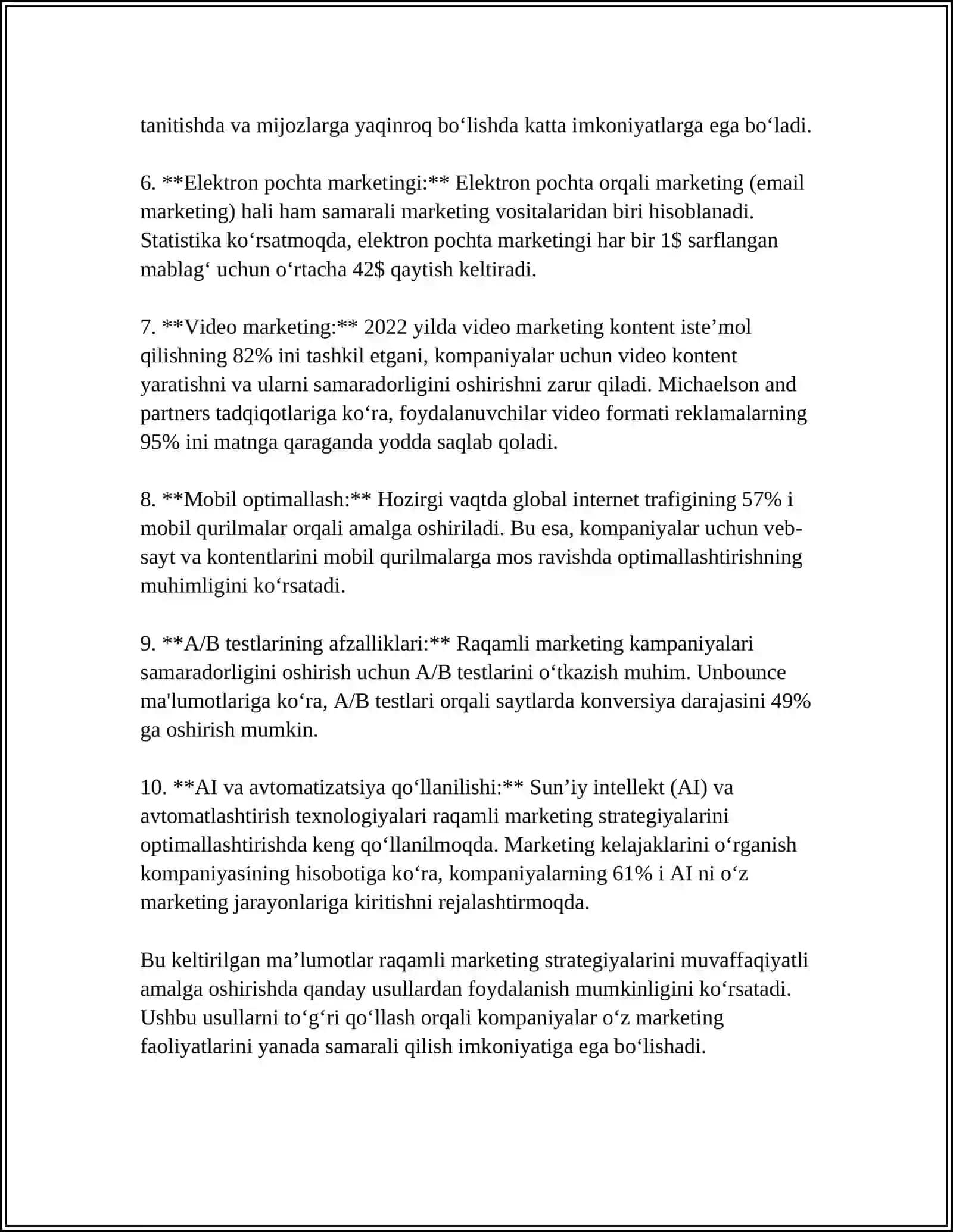 REKLAMA SAMARADORLIGINI OSHIRISH USULLARI 4