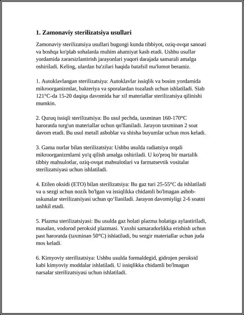 TIBBIYOTDA ZAMONAVIY STERILIZATSIYA USULLARI 4