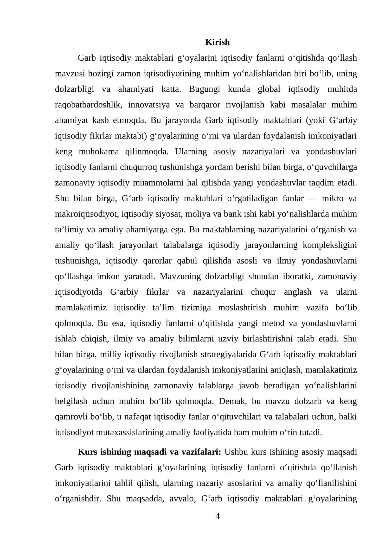 IQTISODIY BILIM ASOSLARINI O’QITISH METODIKASI FANIDAN TAYYORLAGAN KURS ISHI 4