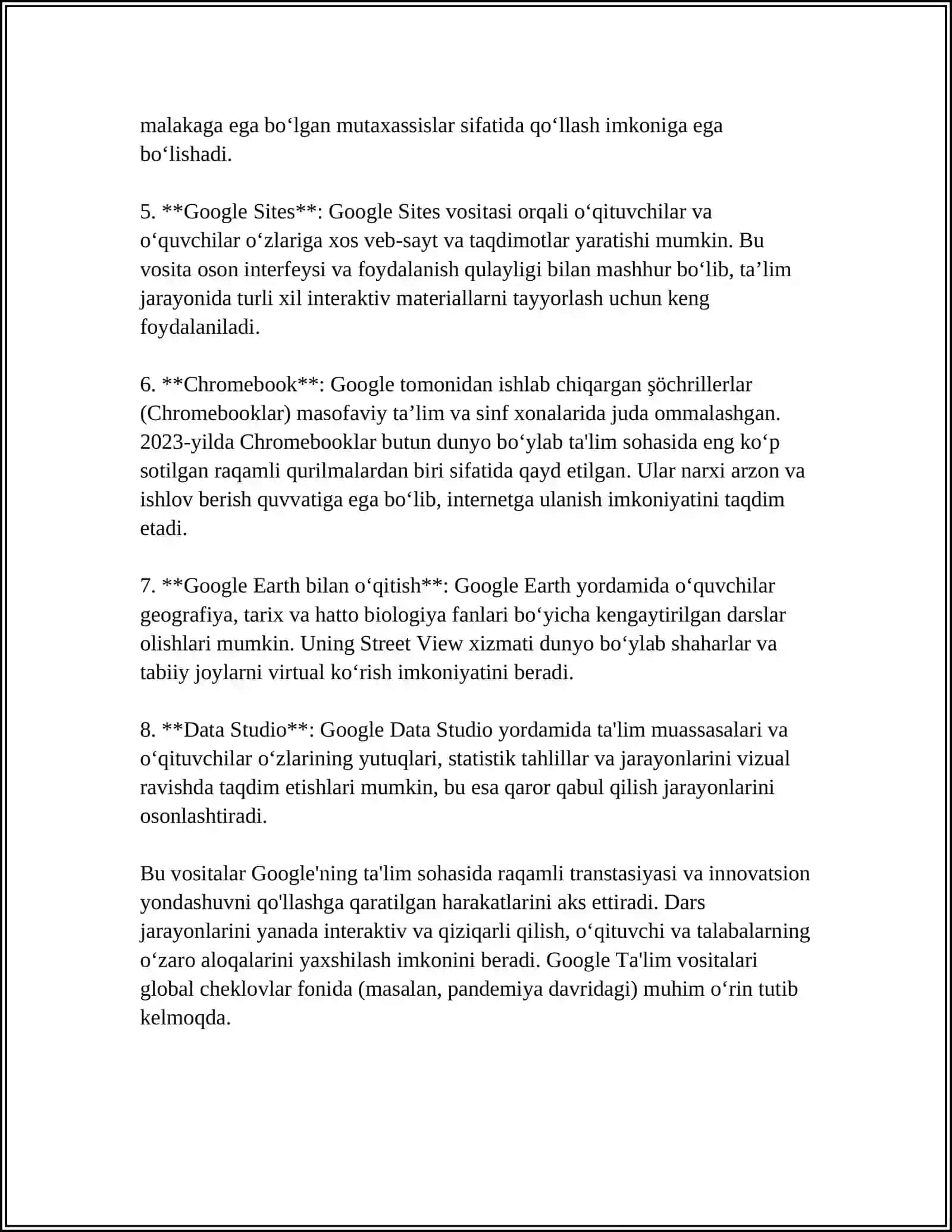 Google Ta'lim vositalari 4