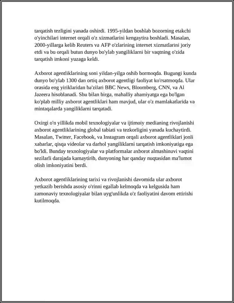 AXBOROT AGENTLIKLARINING VAZIFALARI VA OAVDA O'RNI 4