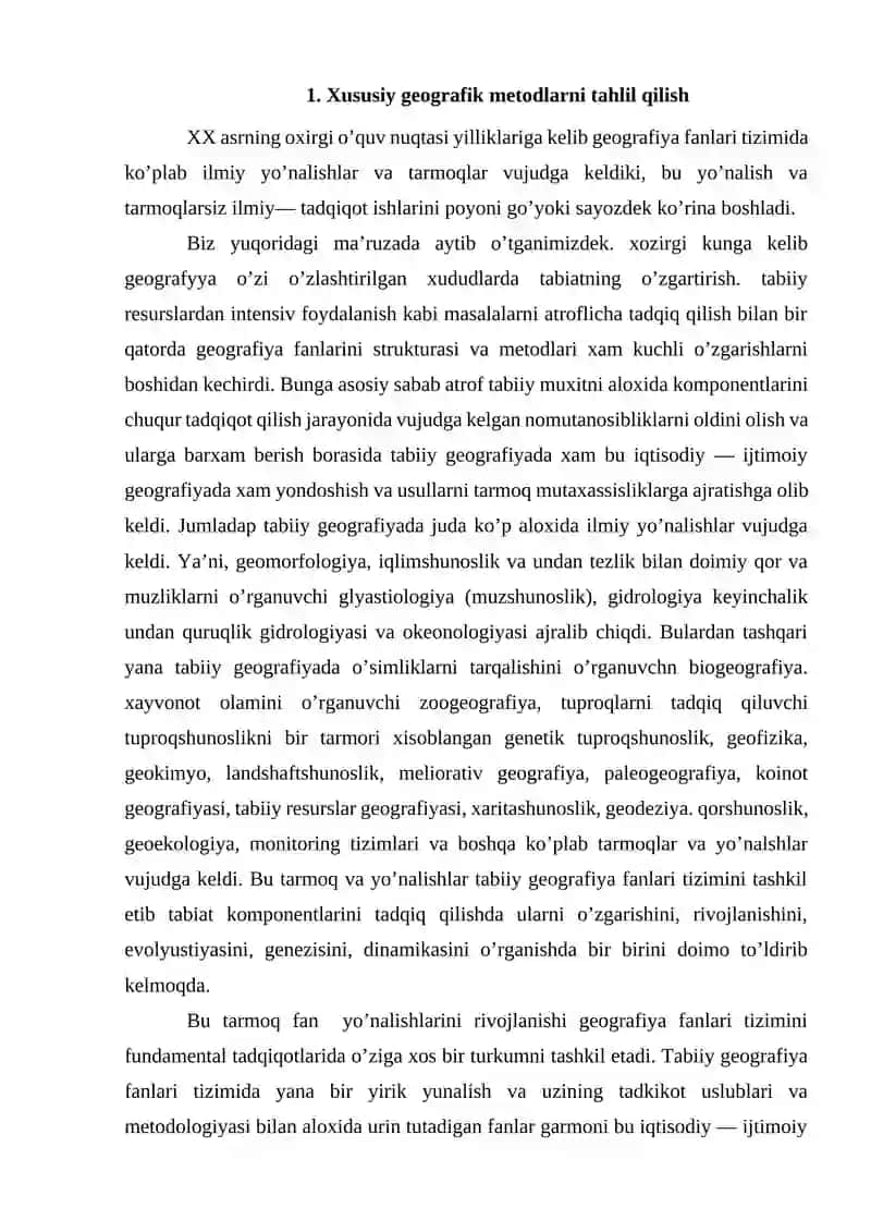 Xususiy geografik metodlarni tahlil qilish 4