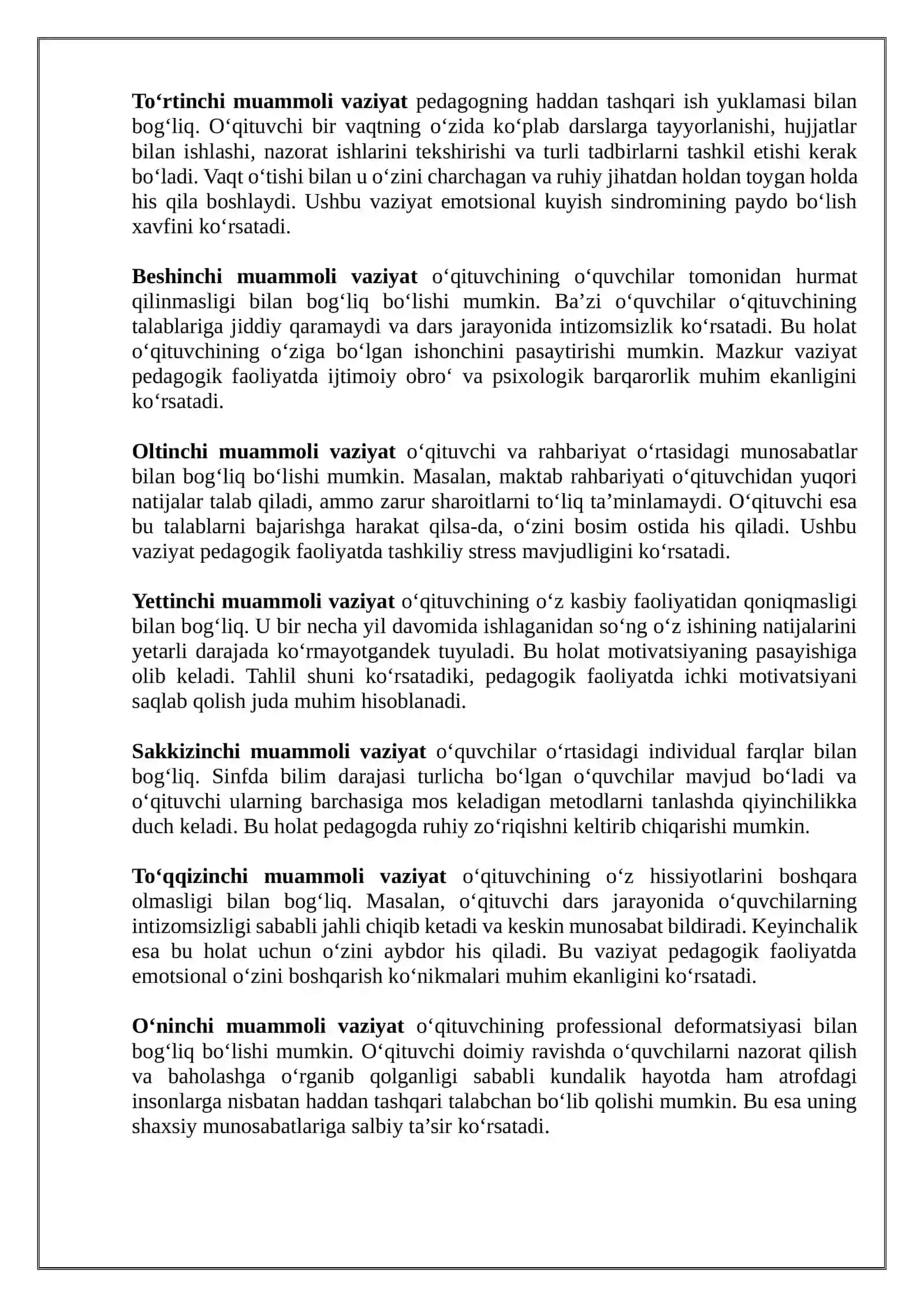 Pedagogika kasbining psixologik xatarlari. 4