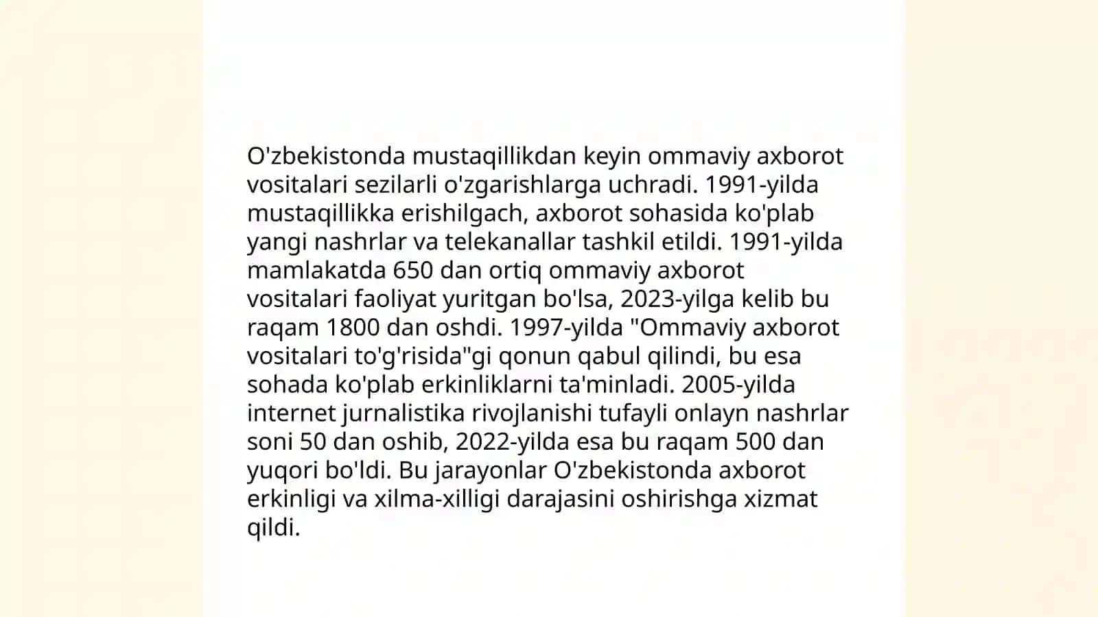 O'zbekistonda ommaviy axborot vositalarining yaratilishi 4