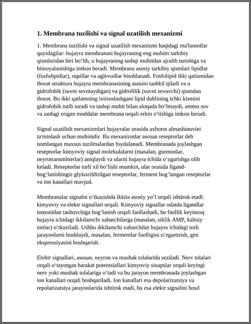SIGNALLARNI MEMBRANALAR ORQALI O'TKAZILISHI 4