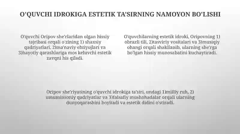 Abdulla Oripov sheʼrlarida estetik taʼsir masalasi 4