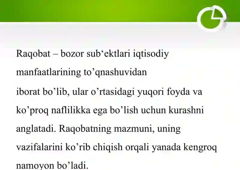 Iqtisodiyot. Raqobat va narxning shakllanishi va usullari 4