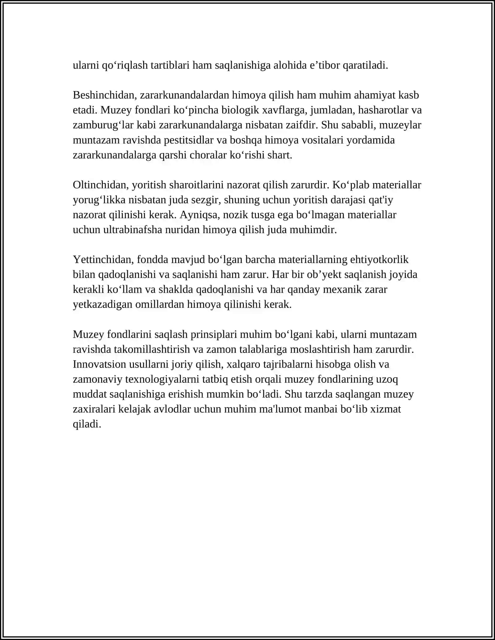 MUZEY FONDLARINI SAQLASH TARTIBI 4