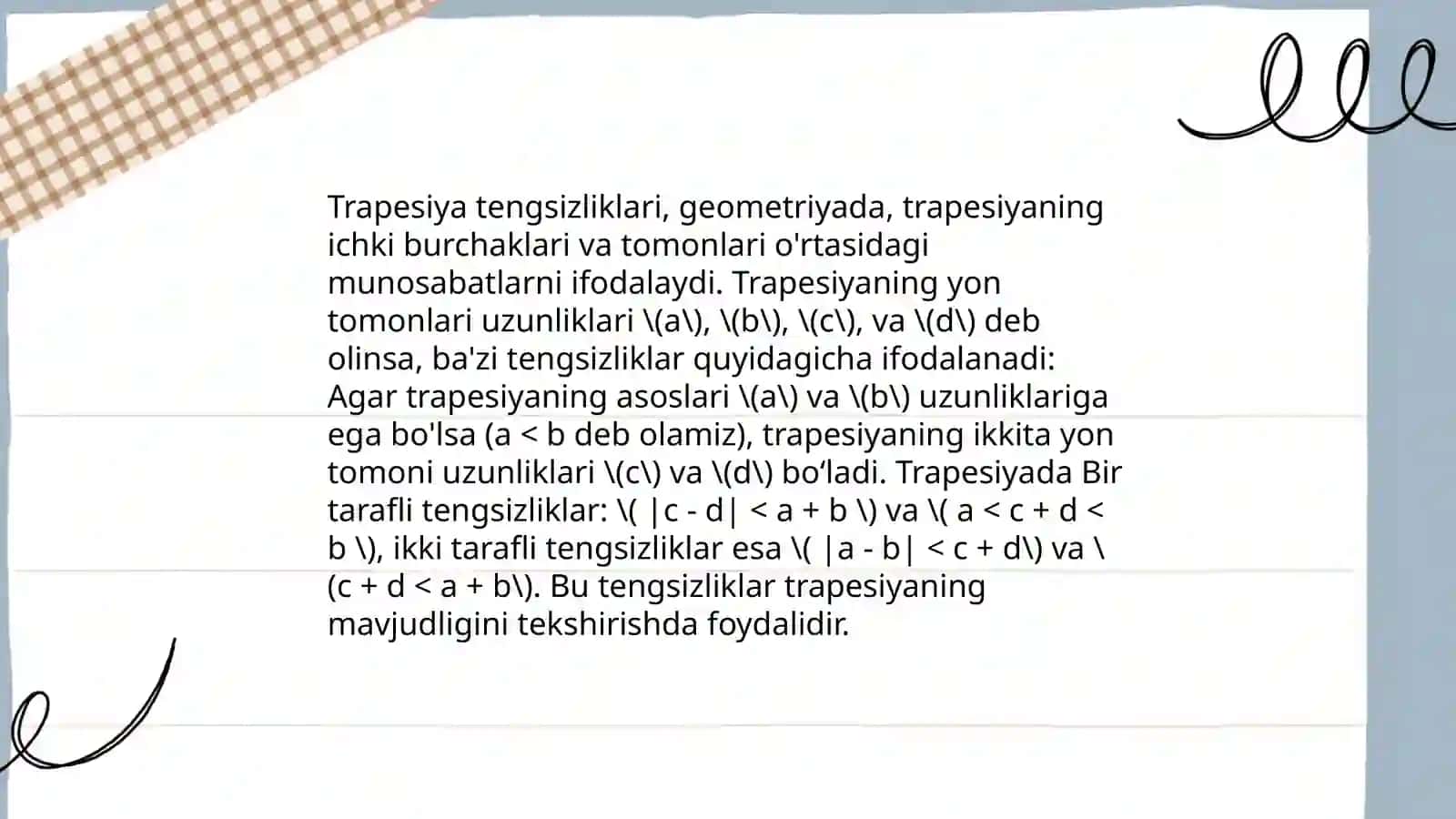 Uchburchak tengsizliklari 4