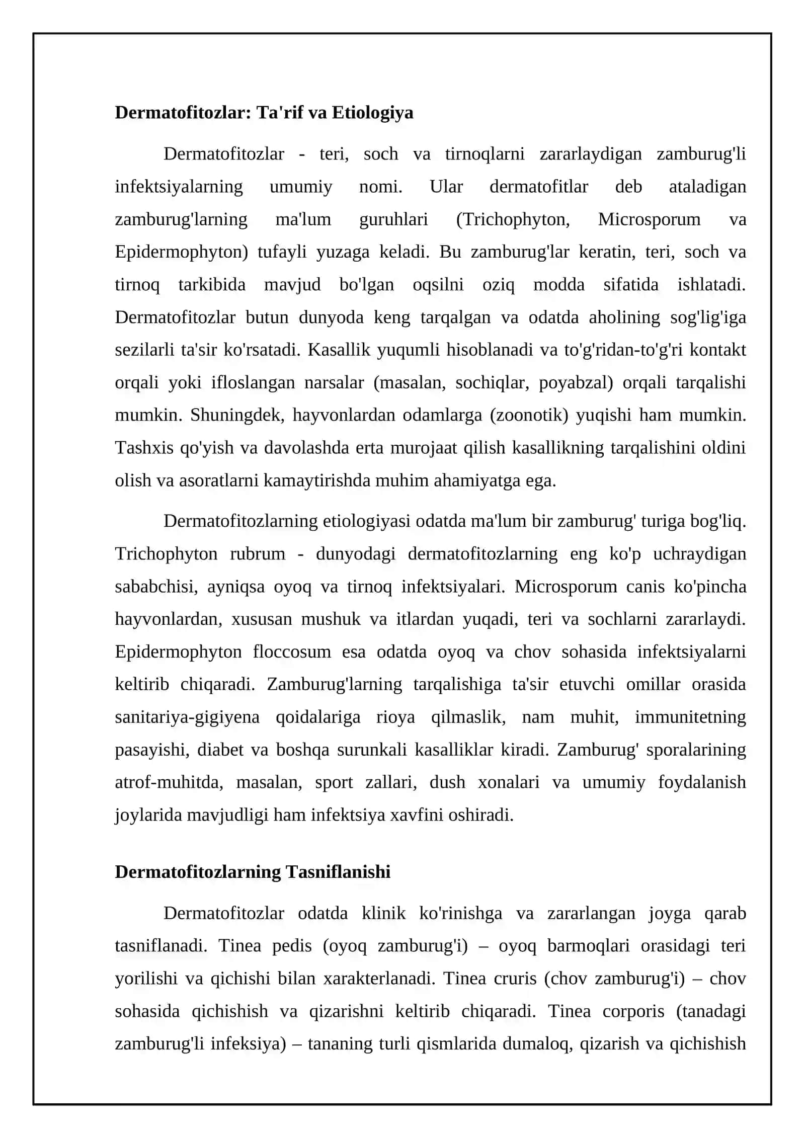 Mikozlar klasifikatsiyasi dermatamikozlar 4
