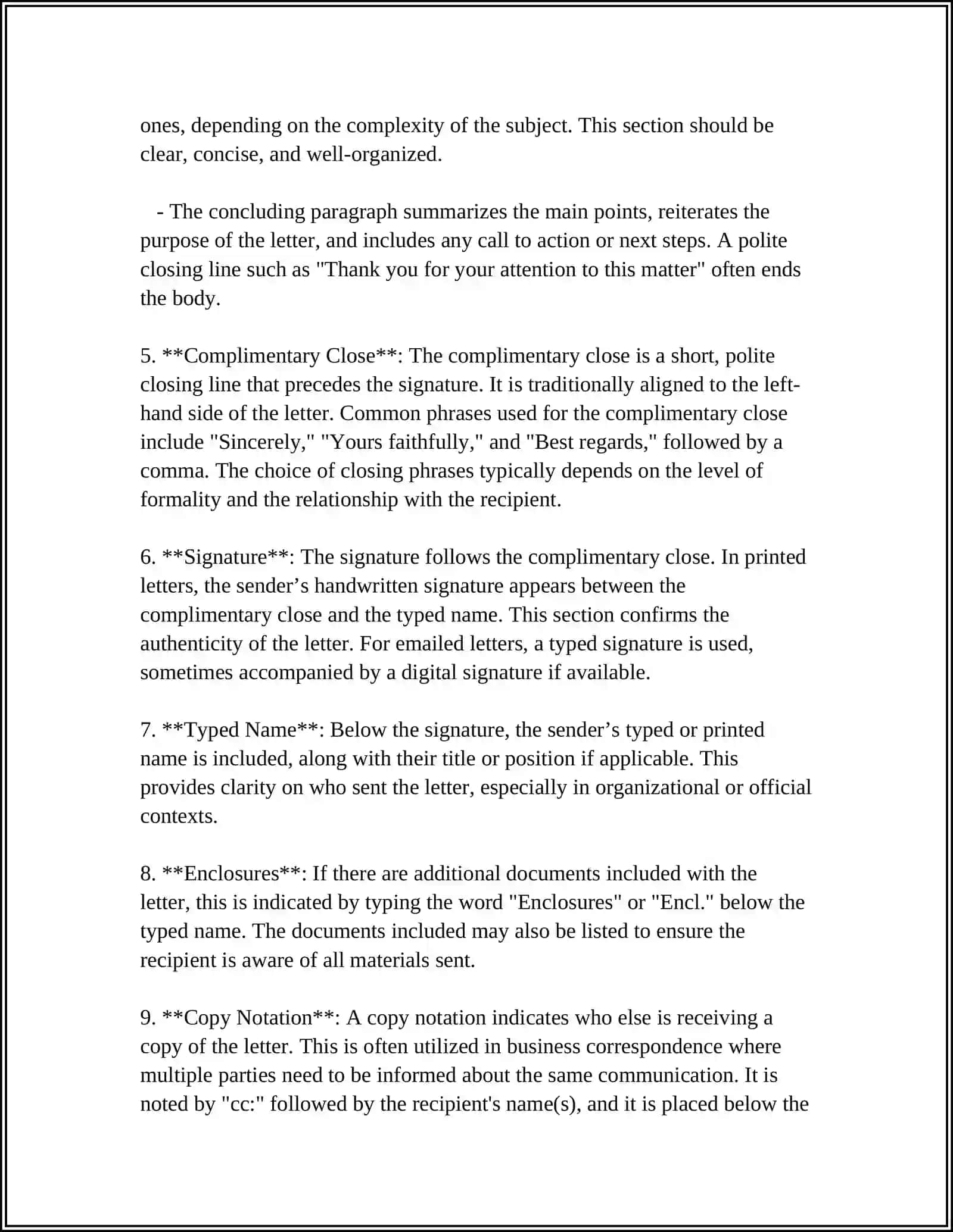 Parts and layout of a formal letter 4