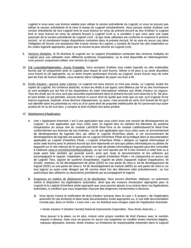 CONTRAT DE LICENCE LOGICIEL NATIONAL INSTRUMENTS 4