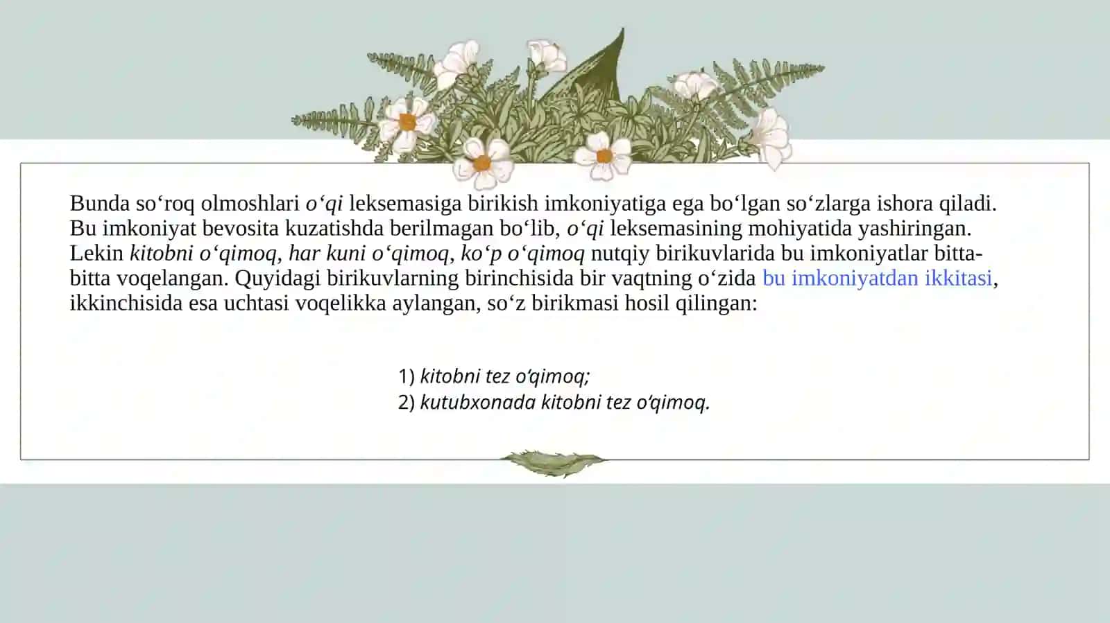 Valentlik va Sintaktik Aloqa 4