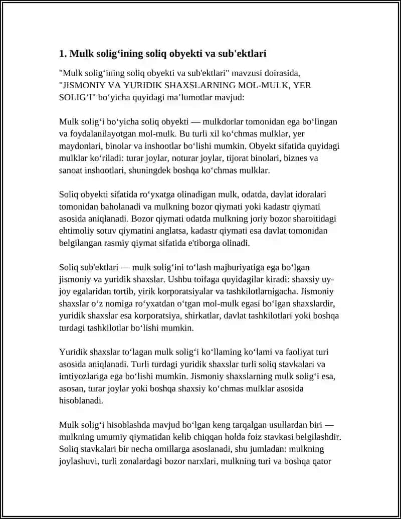 JISMONIY VA YURIDIK SHAXSLARNING MOL-MULK, YER SOLIG‘I 4