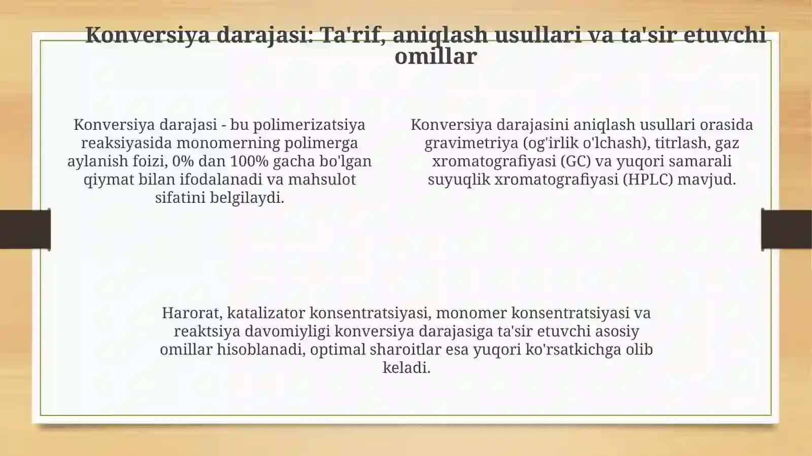 Pоlimеrlаnish vа аlmаshinish dаrаjаsi va ulаrni tоzаlаsh usullаri 4