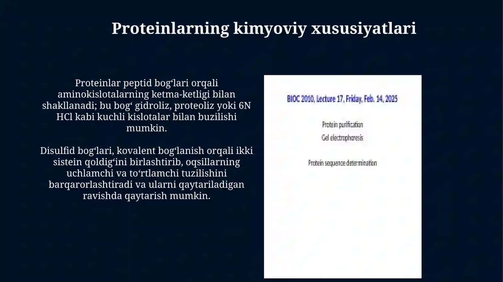 Oqsillarning fizik va kimyoviy xossalari 4