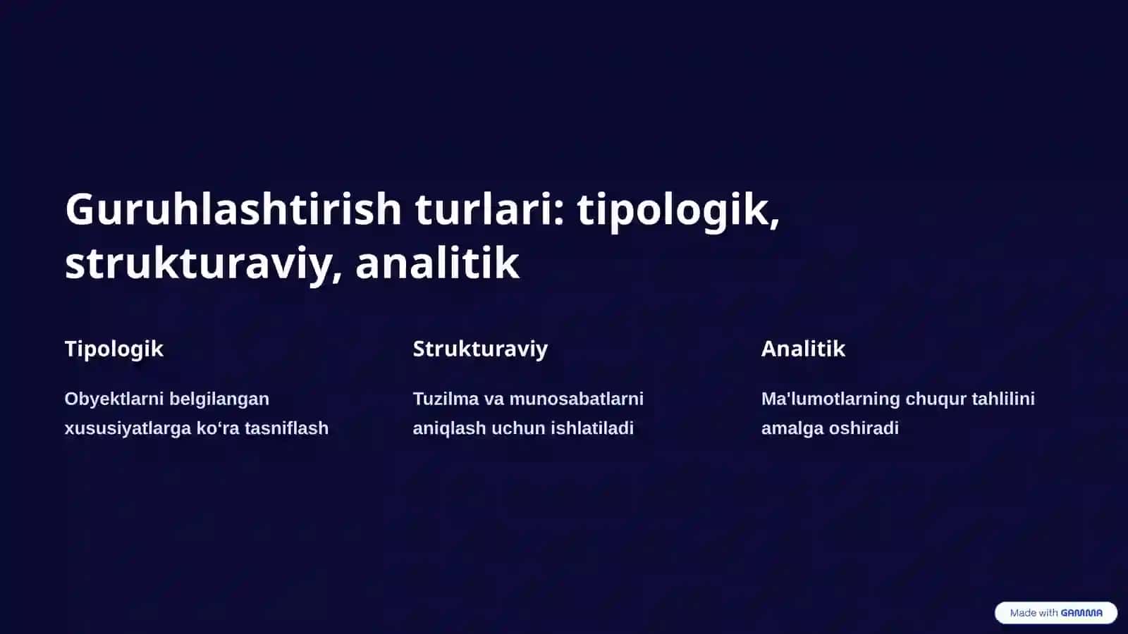Guruhlashtirish usuli va uni tahlilda qo‘llanilishi 4