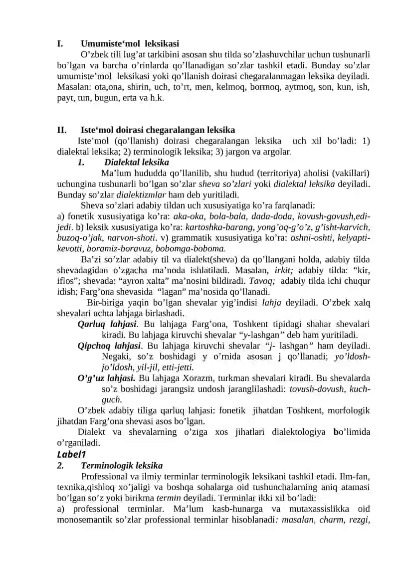 Lug’at sathidagi o’z qatlam va o’zlashgan qatlam 4