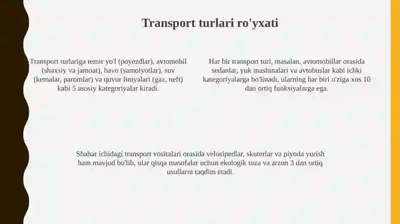 Transport turlarini taqqoslash 4