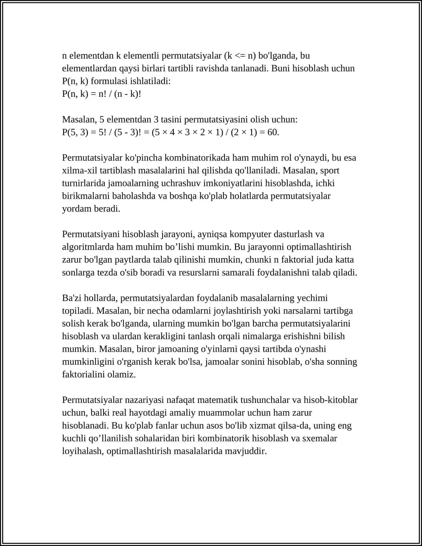 KOMBINATORIKA ELEMENTLARI.KOMBINATORIKANING ASOSIY ELEMENTLARI 4