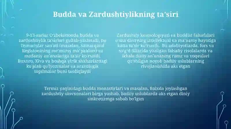 IX-XIII asirlarda O'zbekiston madaniyati va sanʼati 4