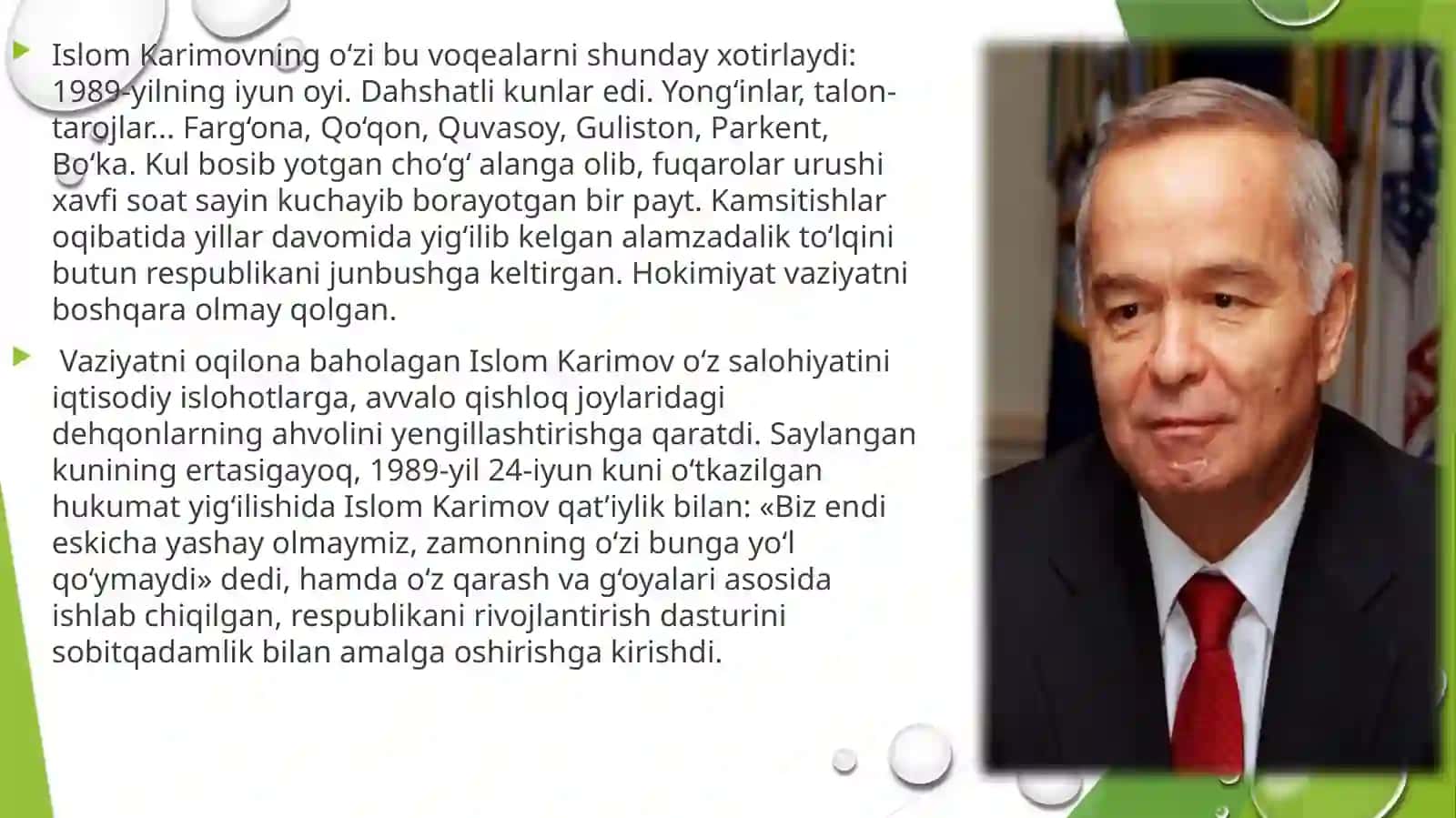 Mustaqillikka erishishda Islom Karimov faoliyati 4