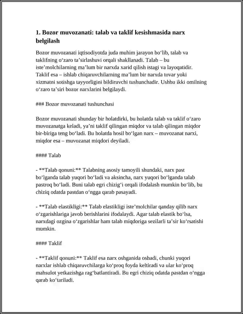 TALAB VA TAKLIF QONUNIGA KOʻRA NARX BELGILASH USULLARI 4