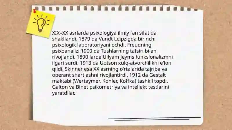 Psixologiyaga fanining taraqqiyot tarixi 4