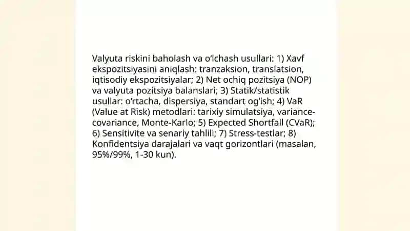 Valyuta riskining sugʻurtalash usullari 4