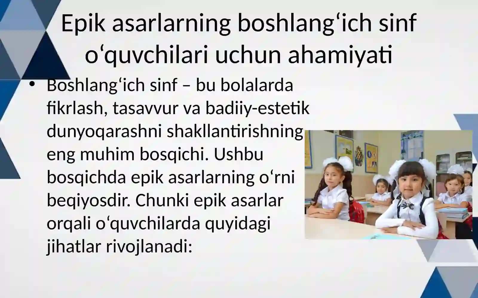 BOSHLANG‘ICH SINFLARDA EPIK ASARLAR USTIDA ISHLASH 4