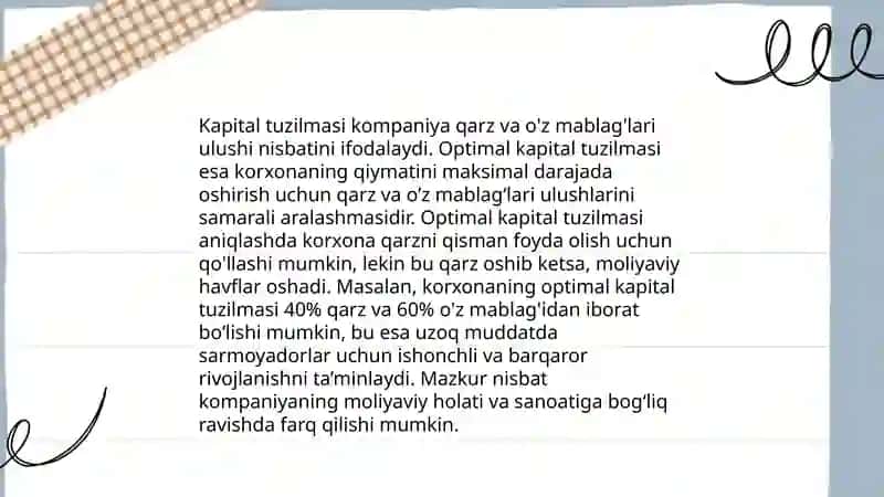 Korporativ moliya 4