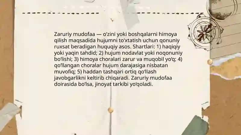 Zaruriy mudofaa - Qilmish jinoyatlar 4