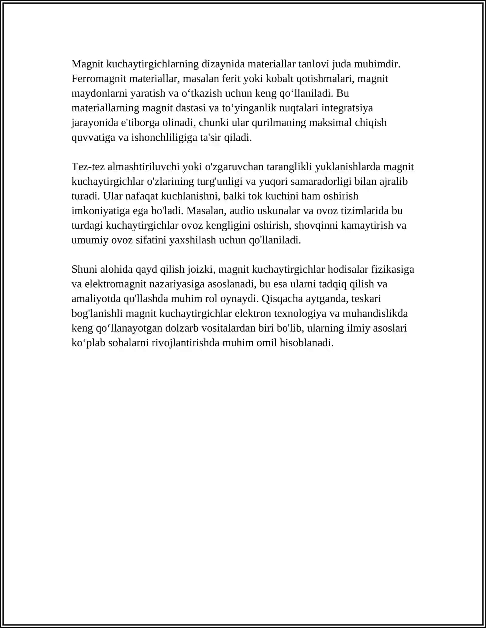 TESKARI BOG'LANISHLI MAGNIT KUCHAYTIRGICHLAR 4