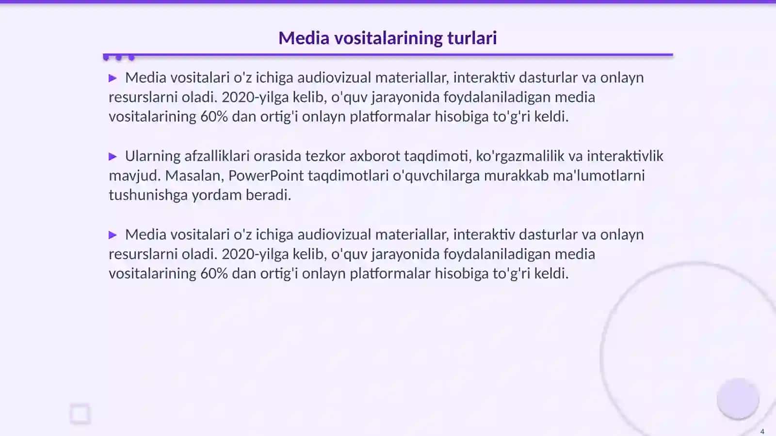 Dars jarayonida media vositalaridan foydalanish usullari 4