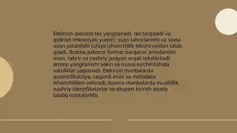 Axborot turlari va ishonchliligi 4