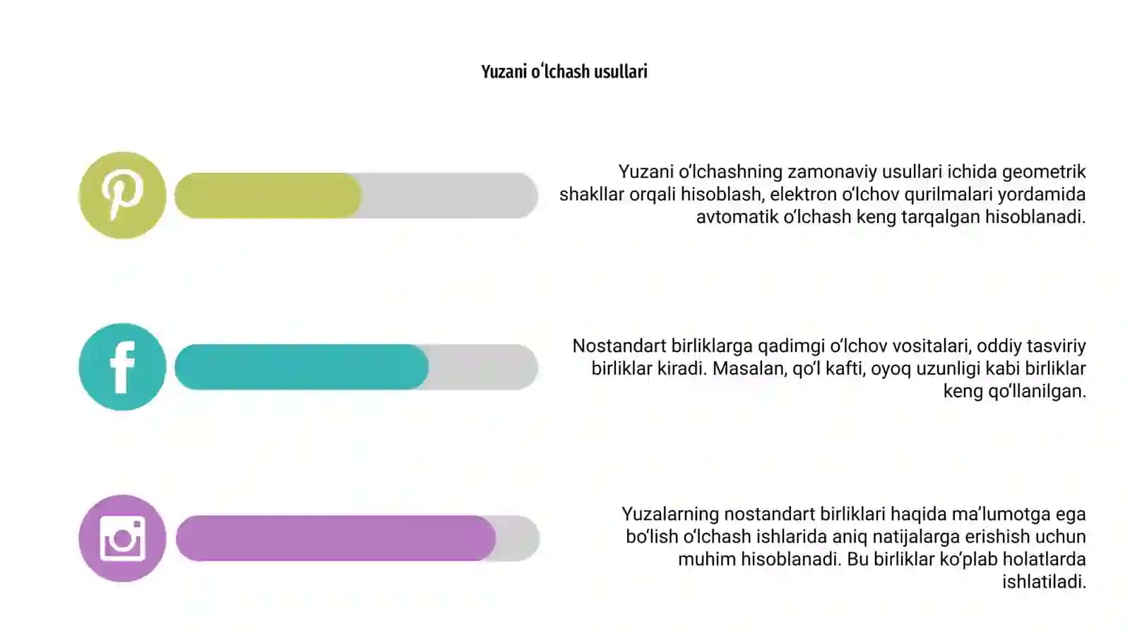 Yuzalarning nostandat birliklari haqida maʼlumot ega boʻlish 4